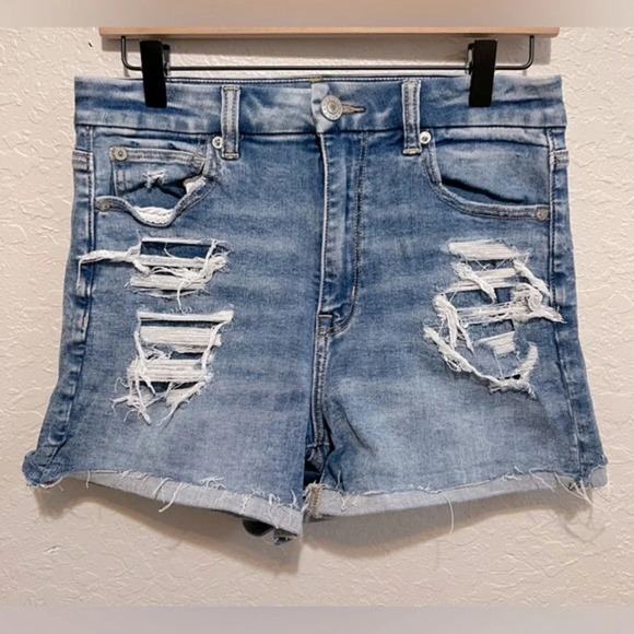 American Eagle Ne(x)t Level Stretch Curvy Hi-Rise Shortie Jean Shorts - Picture 1 of 6